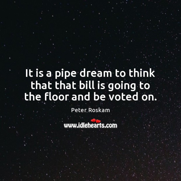 It is a pipe dream to think that that bill is going to the floor and be voted on. Peter Roskam Picture Quote