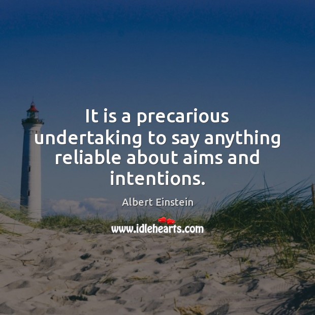 It is a precarious undertaking to say anything reliable about aims and intentions. Image