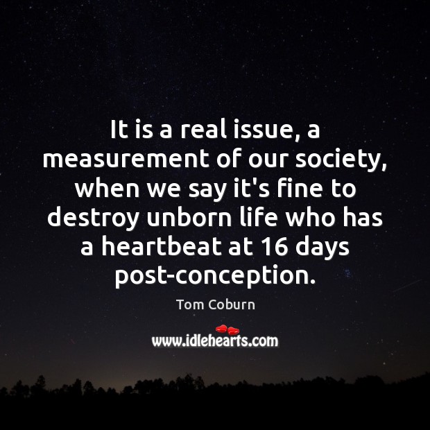 It is a real issue, a measurement of our society, when we Tom Coburn Picture Quote