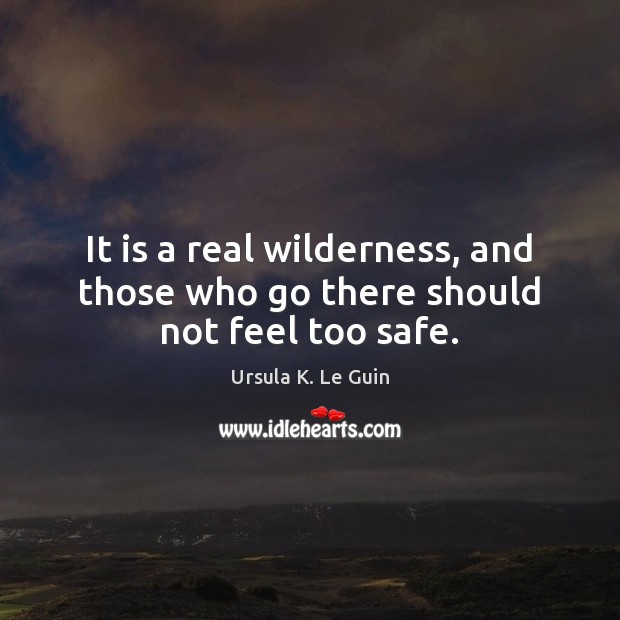 It is a real wilderness, and those who go there should not feel too safe. Ursula K. Le Guin Picture Quote