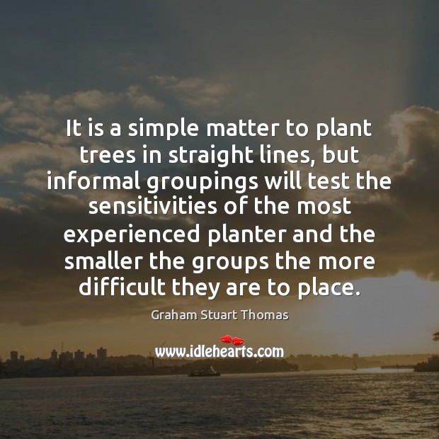It is a simple matter to plant trees in straight lines, but Image