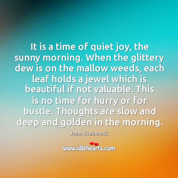 It is a time of quiet joy, the sunny morning. When the Image