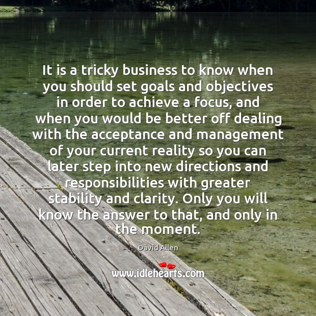It is a tricky business to know when you should set goals David Allen Picture Quote