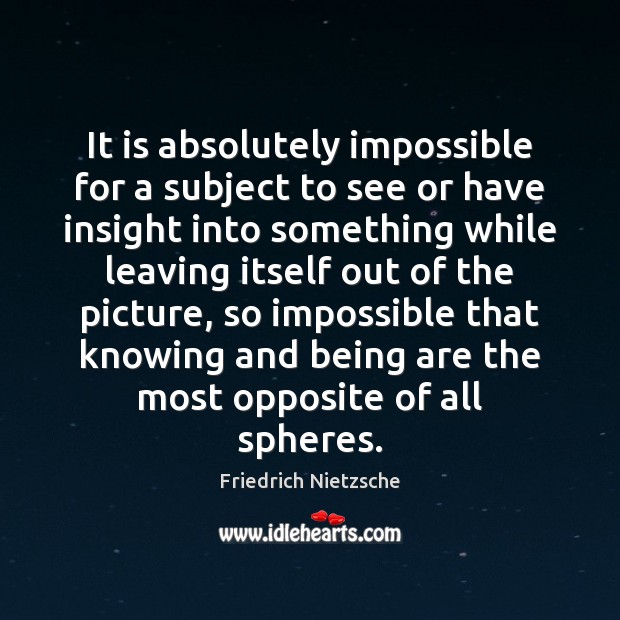 It is absolutely impossible for a subject to see or have insight Image