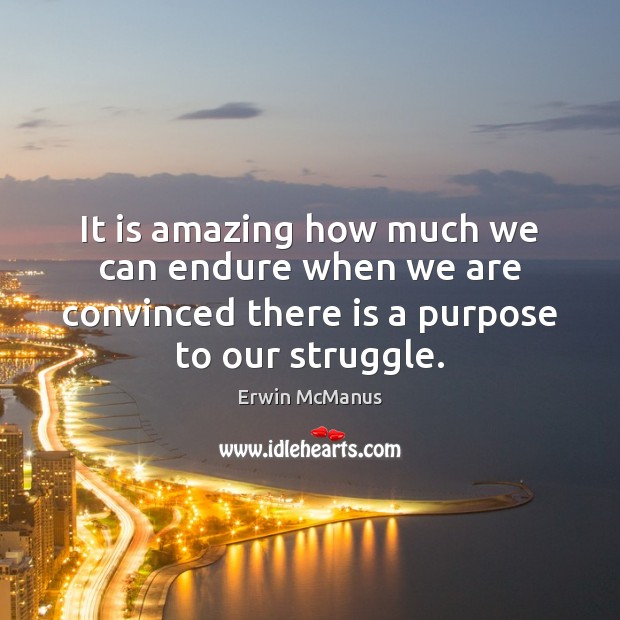 It is amazing how much we can endure when we are convinced Erwin McManus Picture Quote