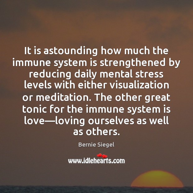 It is astounding how much the immune system is strengthened by reducing Bernie Siegel Picture Quote