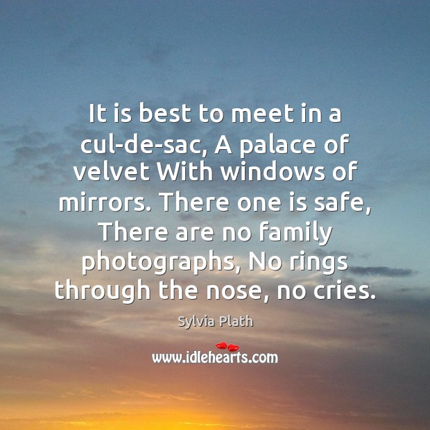 It is best to meet in a cul-de-sac, A palace of velvet Image