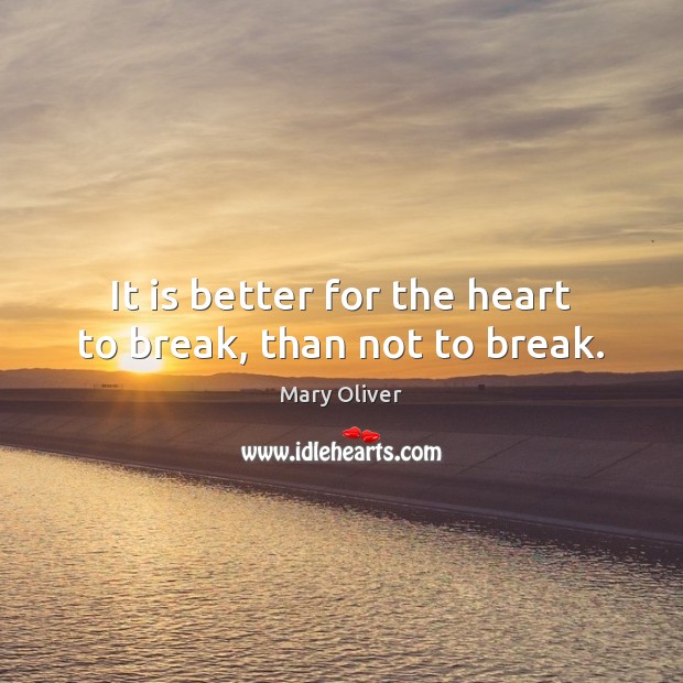 It is better for the heart to break, than not to break. Mary Oliver Picture Quote
