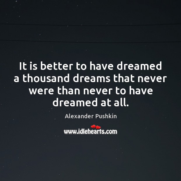 It is better to have dreamed a thousand dreams that never were Image