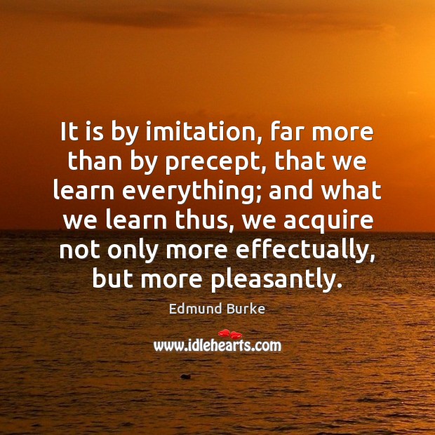 It is by imitation, far more than by precept, that we learn Edmund Burke Picture Quote