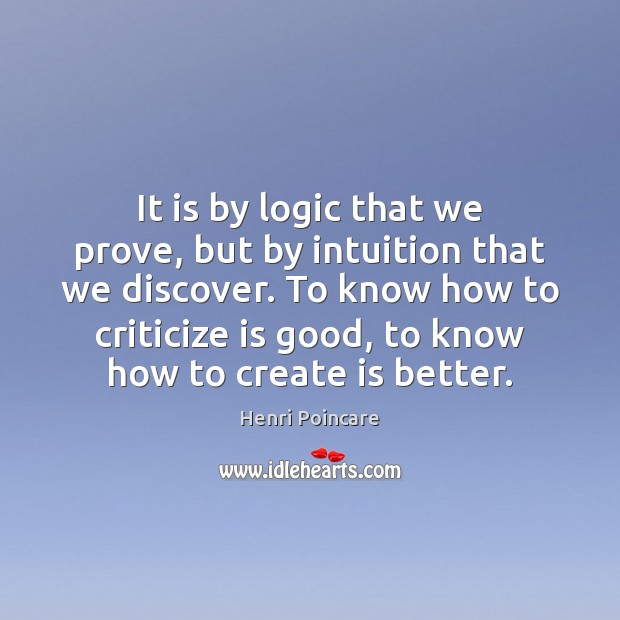 It is by logic that we prove, but by intuition that we Henri Poincare Picture Quote
