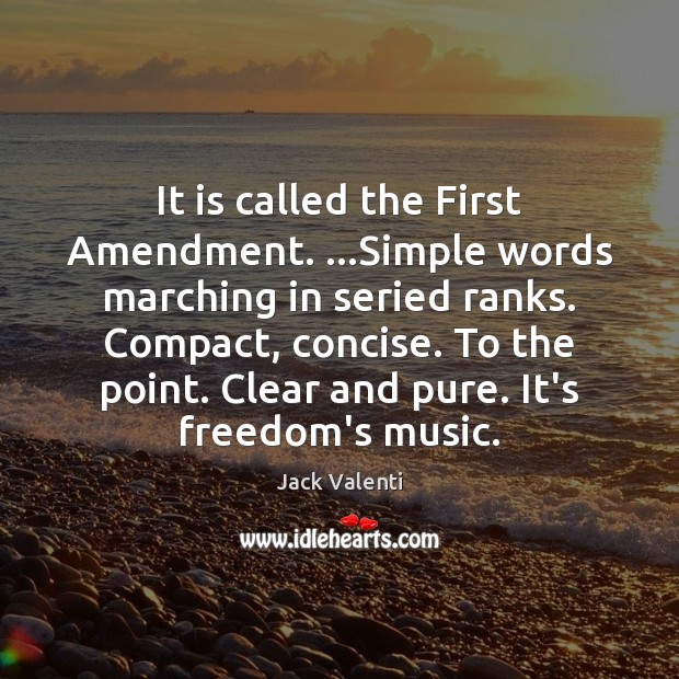 It is called the First Amendment. …Simple words marching in seried ranks. Jack Valenti Picture Quote
