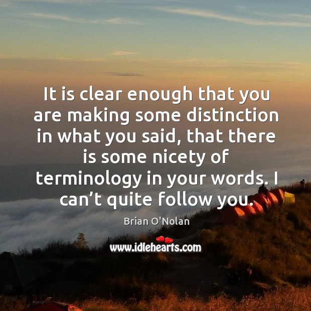 It is clear enough that you are making some distinction in what you said Brian O’Nolan Picture Quote