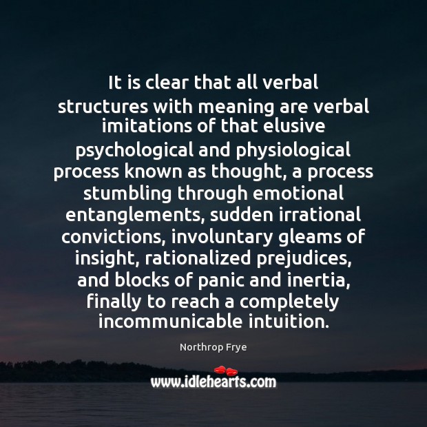 It is clear that all verbal structures with meaning are verbal imitations Northrop Frye Picture Quote