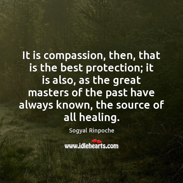 It is compassion, then, that is the best protection; it is also, Sogyal Rinpoche Picture Quote