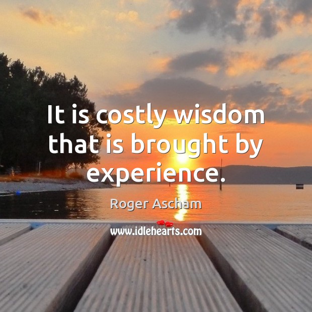 It is costly wisdom that is brought by experience. Image