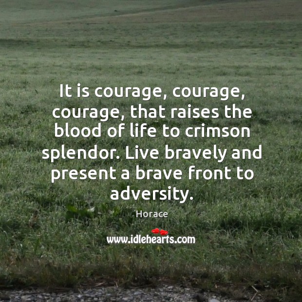 It is courage, courage, courage, that raises the blood of life to crimson splendor. Live bravely and present a brave front to adversity. Image