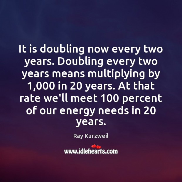 It is doubling now every two years. Doubling every two years means Image