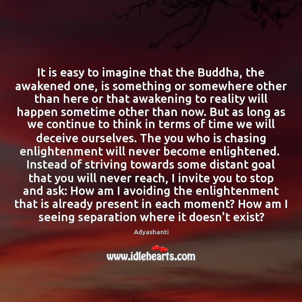 It is easy to imagine that the Buddha, the awakened one, is Image