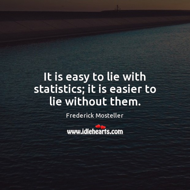 It is easy to lie with statistics; it is easier to lie without them. Image