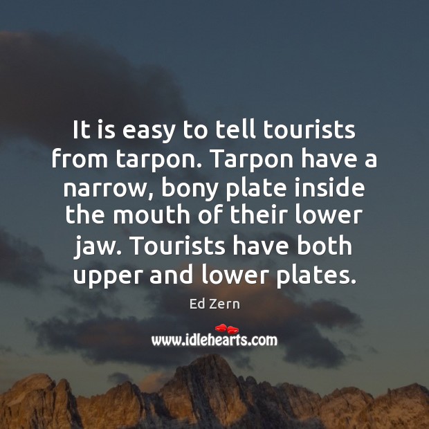 It is easy to tell tourists from tarpon. Tarpon have a narrow, Ed Zern Picture Quote