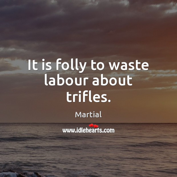 It is folly to waste labour about trifles. Martial Picture Quote