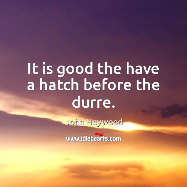 It is good the have a hatch before the durre. John Heywood Picture Quote