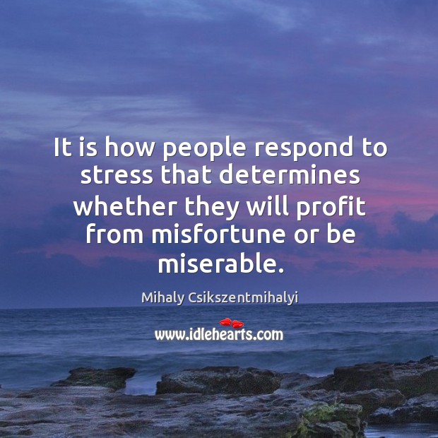 It is how people respond to stress that determines whether they will Mihaly Csikszentmihalyi Picture Quote