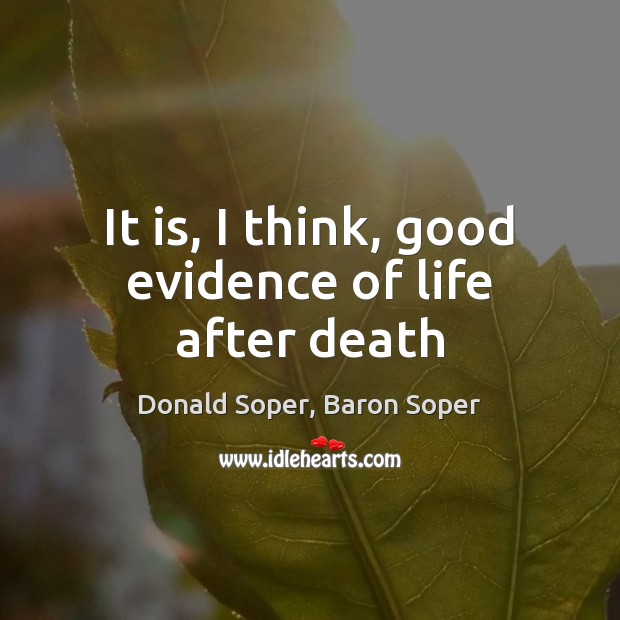 It is, I think, good evidence of life after death Donald Soper, Baron Soper Picture Quote