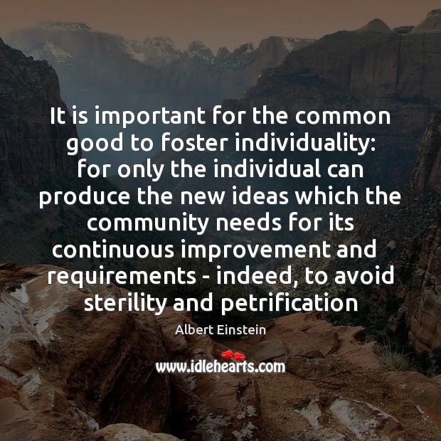 It is important for the common good to foster individuality: for only Image