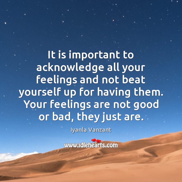 It is important to acknowledge all your feelings and not beat yourself Iyanla Vanzant Picture Quote