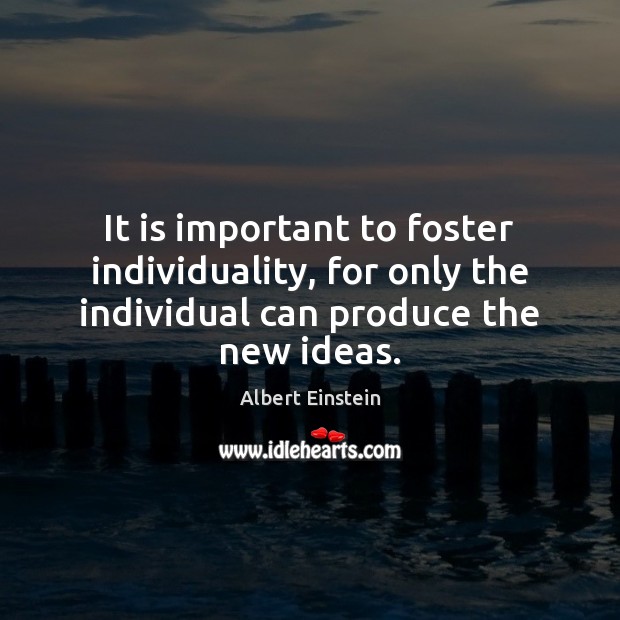 It is important to foster individuality, for only the individual can produce Image