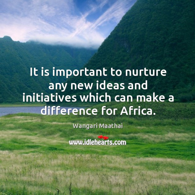 It is important to nurture any new ideas and initiatives which can make a difference for africa. Image
