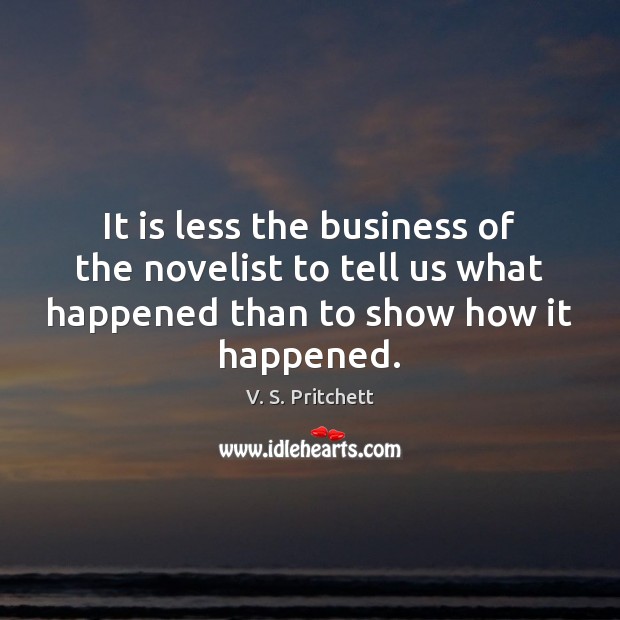 It is less the business of the novelist to tell us what V. S. Pritchett Picture Quote
