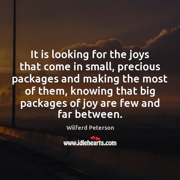 It is looking for the joys that come in small, precious packages Wilferd Peterson Picture Quote
