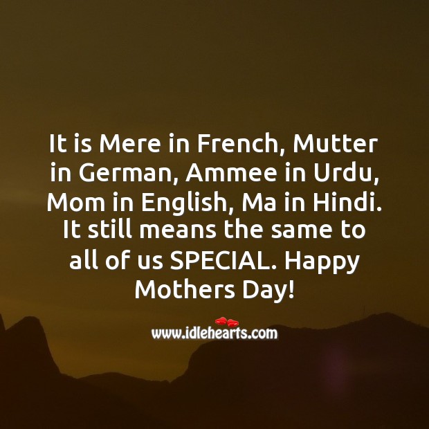 It is mere in french, mutter in german Mother’s Day Messages Image