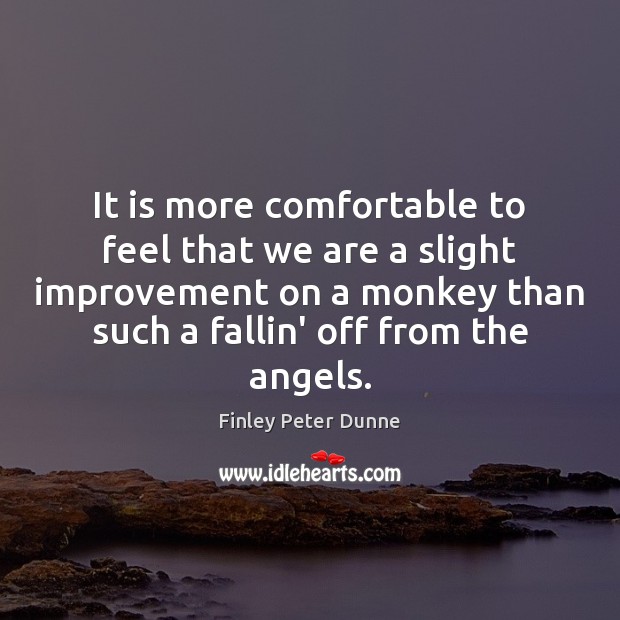 It is more comfortable to feel that we are a slight improvement Finley Peter Dunne Picture Quote