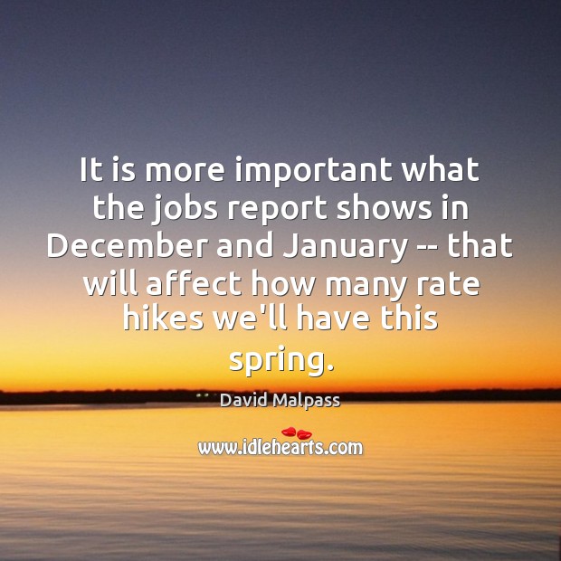 It is more important what the jobs report shows in December and David Malpass Picture Quote
