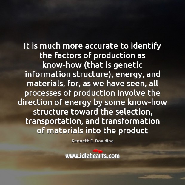 It is much more accurate to identify the factors of production as Kenneth E. Boulding Picture Quote