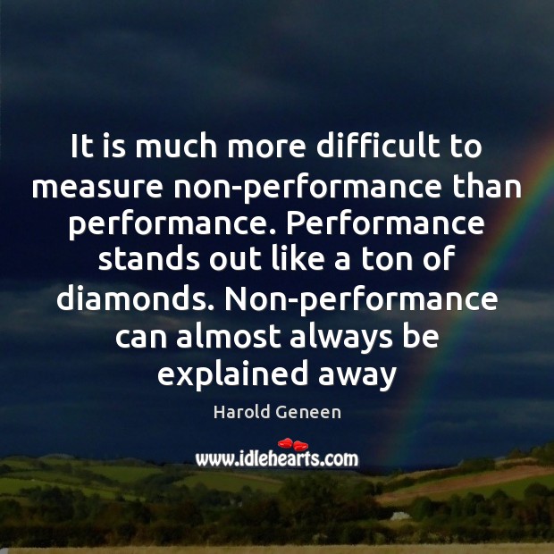 It is much more difficult to measure non-performance than performance. Performance stands Harold Geneen Picture Quote