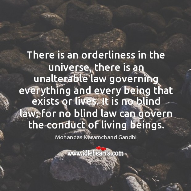 It is no blind law; for no blind law can govern the conduct of living beings. Mohandas Karamchand Gandhi Picture Quote