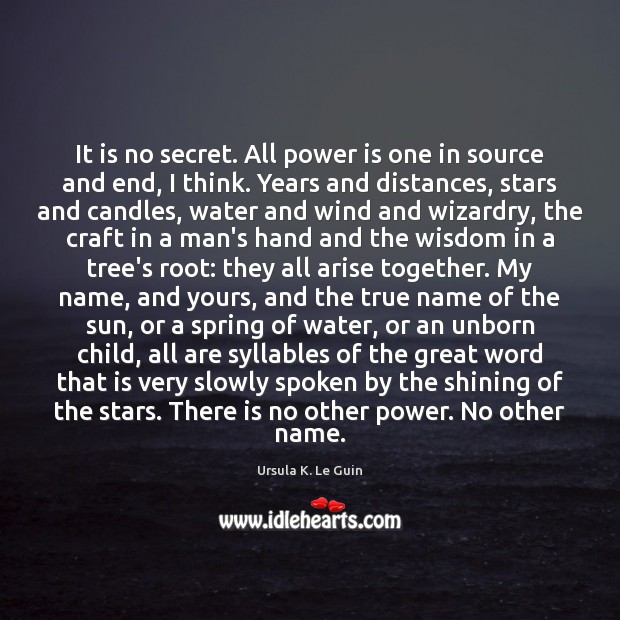 It is no secret. All power is one in source and end, Power Quotes Image