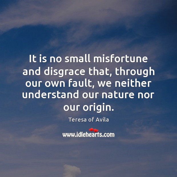 It is no small misfortune and disgrace that, through our own fault, Teresa of Avila Picture Quote