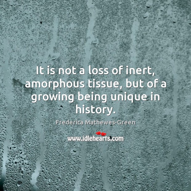 It is not a loss of inert, amorphous tissue, but of a growing being unique in history. Image