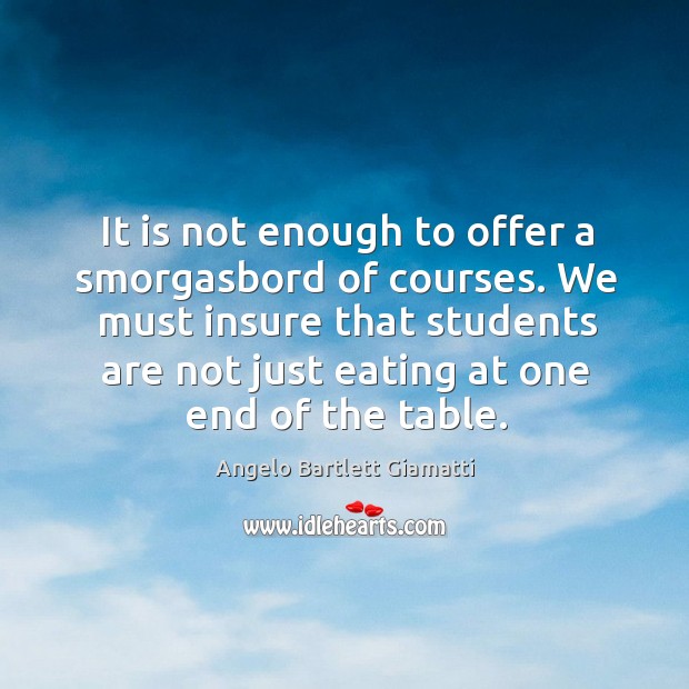 It is not enough to offer a smorgasbord of courses. We must insure that students are not just eating at one end of the table. Image