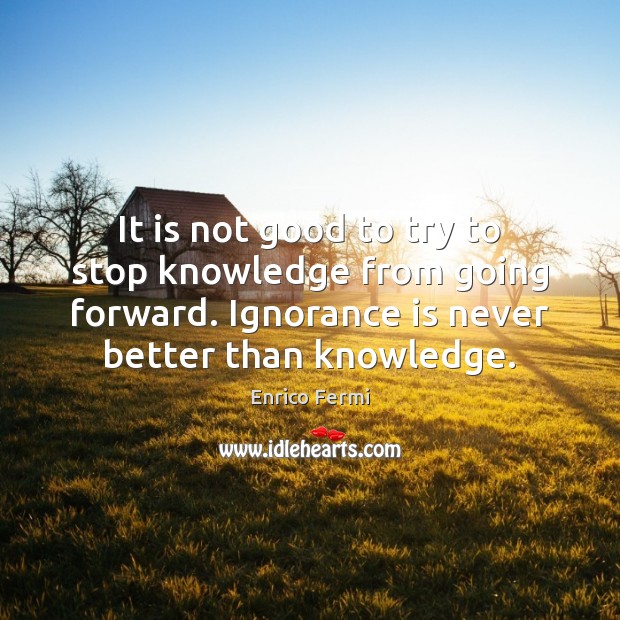 It is not good to try to stop knowledge from going forward. Enrico Fermi Picture Quote