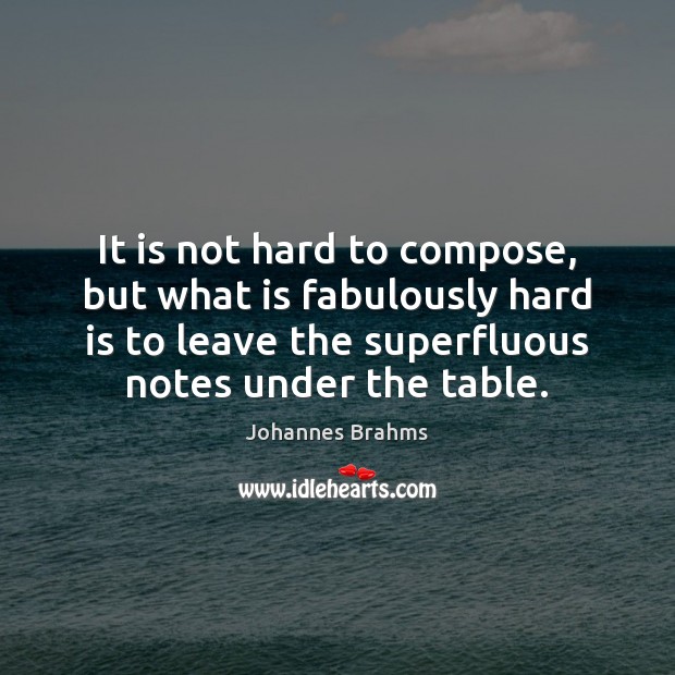It is not hard to compose, but what is fabulously hard is Johannes Brahms Picture Quote