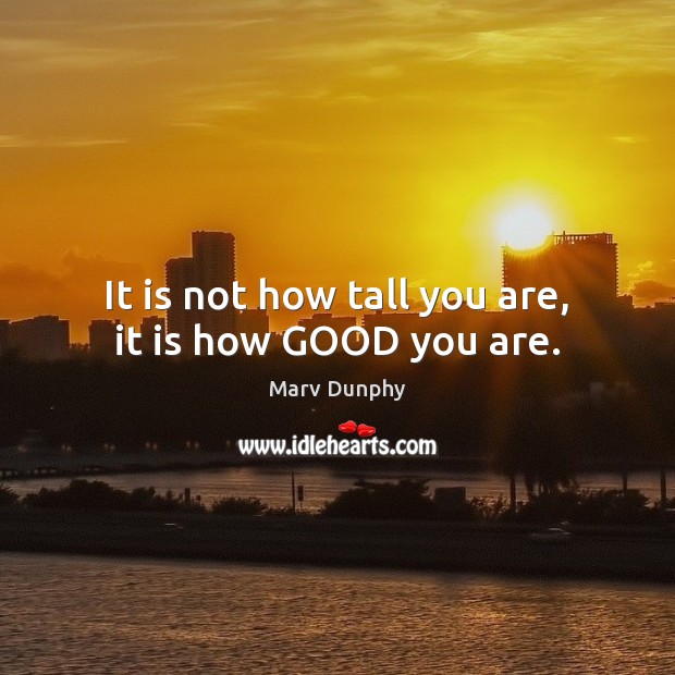 It is not how tall you are, it is how GOOD you are. Marv Dunphy Picture Quote