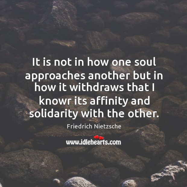 It is not in how one soul approaches another but in how Friedrich Nietzsche Picture Quote