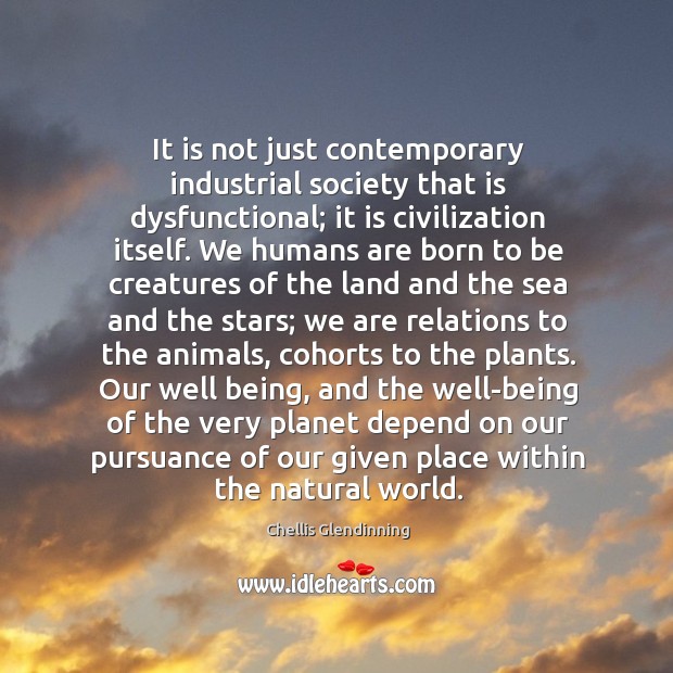 It is not just contemporary industrial society that is dysfunctional; it is Chellis Glendinning Picture Quote